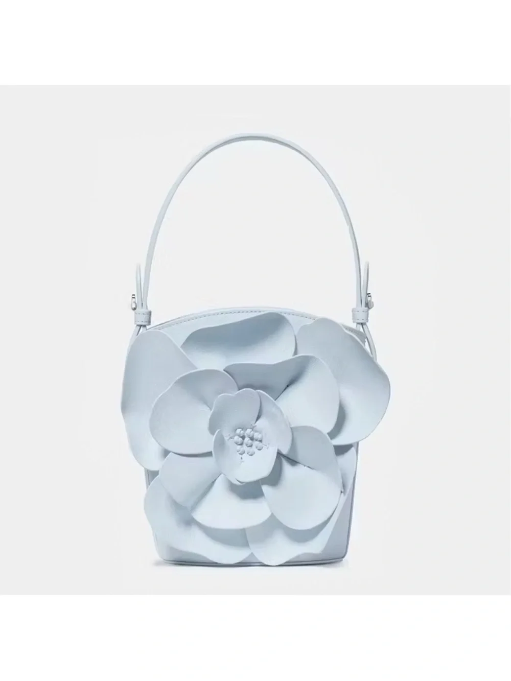 Kate Spade Flora Leather Bucket Crossbody Bag, Pale Sapphirine Blue